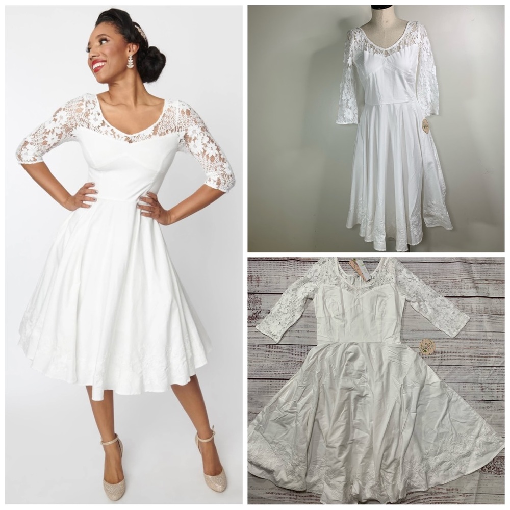 NEW 50s White Bridal Dress by Timeless London Size 6